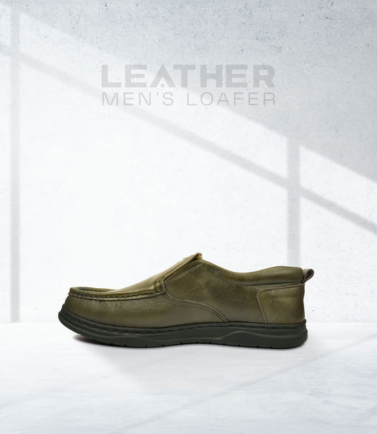 Olive Green Leather Loafer