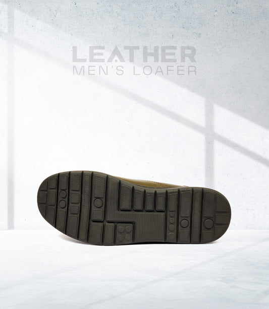 Olive Green Leather Loafer